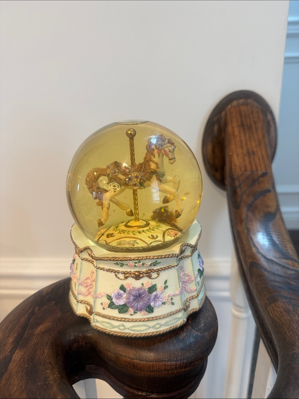 The San Francisco music box and company Decorative Carousel Horse Snow Globe